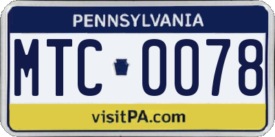 PA license plate MTC0078