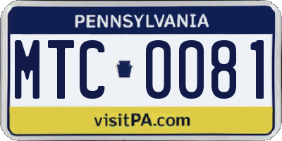 PA license plate MTC0081