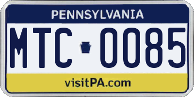 PA license plate MTC0085
