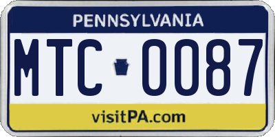 PA license plate MTC0087