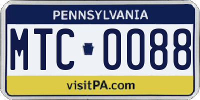 PA license plate MTC0088