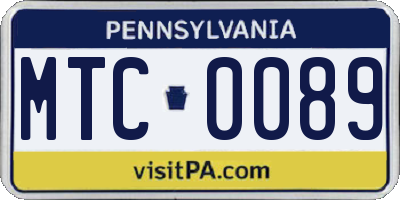 PA license plate MTC0089