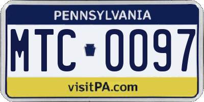 PA license plate MTC0097
