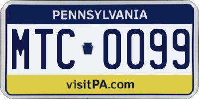 PA license plate MTC0099