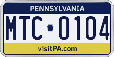 PA license plate MTC0104