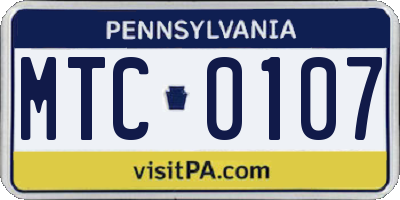 PA license plate MTC0107