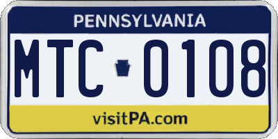 PA license plate MTC0108