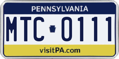 PA license plate MTC0111