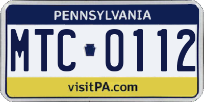 PA license plate MTC0112