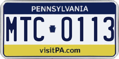 PA license plate MTC0113