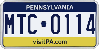 PA license plate MTC0114