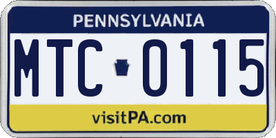 PA license plate MTC0115