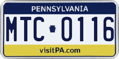 PA license plate MTC0116