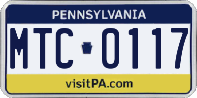 PA license plate MTC0117
