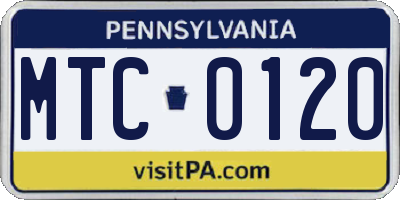 PA license plate MTC0120