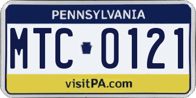 PA license plate MTC0121