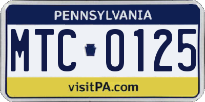 PA license plate MTC0125