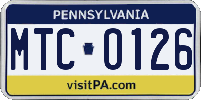 PA license plate MTC0126
