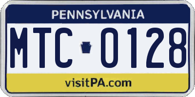 PA license plate MTC0128