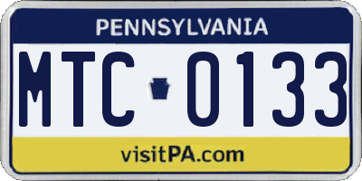 PA license plate MTC0133