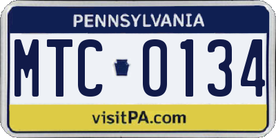 PA license plate MTC0134