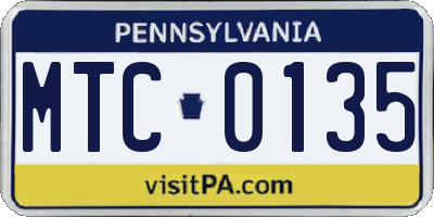 PA license plate MTC0135