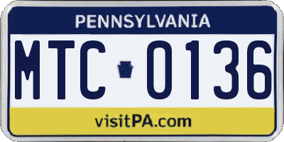 PA license plate MTC0136