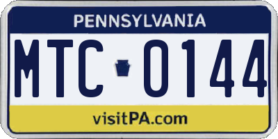 PA license plate MTC0144