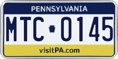 PA license plate MTC0145