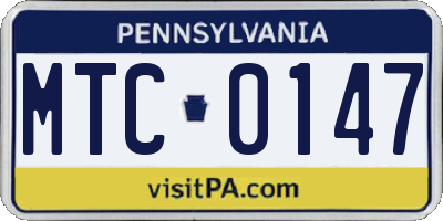 PA license plate MTC0147