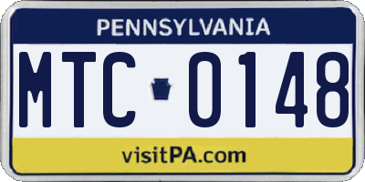 PA license plate MTC0148