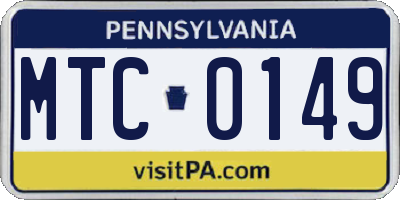 PA license plate MTC0149
