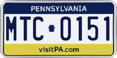 PA license plate MTC0151