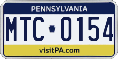 PA license plate MTC0154