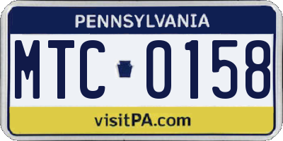PA license plate MTC0158