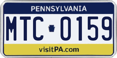 PA license plate MTC0159