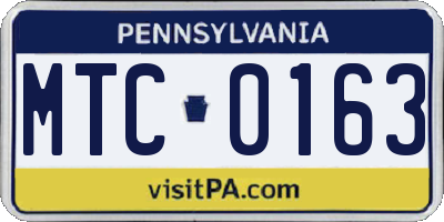 PA license plate MTC0163