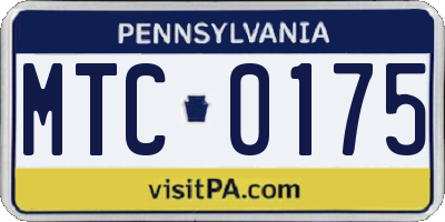 PA license plate MTC0175