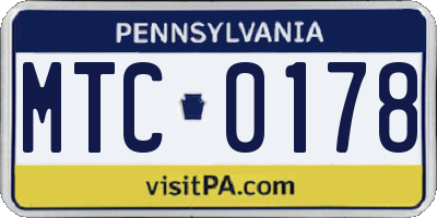 PA license plate MTC0178