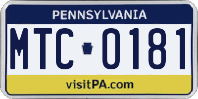PA license plate MTC0181