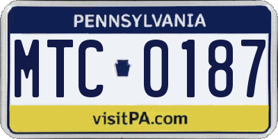 PA license plate MTC0187