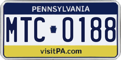 PA license plate MTC0188