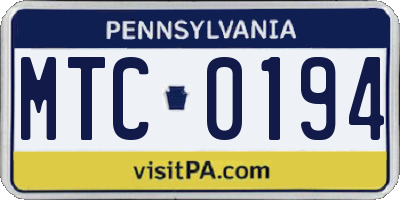 PA license plate MTC0194