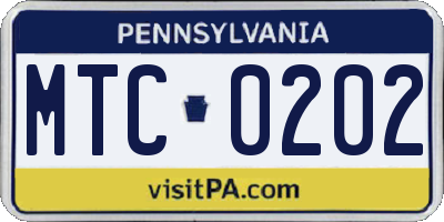 PA license plate MTC0202