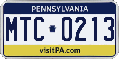PA license plate MTC0213