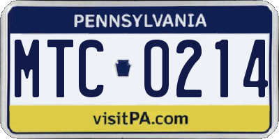 PA license plate MTC0214