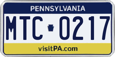 PA license plate MTC0217
