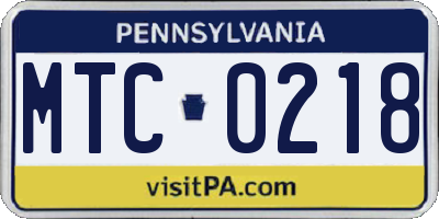 PA license plate MTC0218