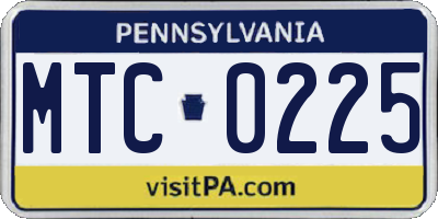PA license plate MTC0225