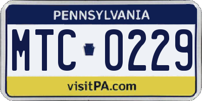 PA license plate MTC0229